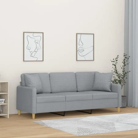 3-seater sofa with light gray fabric cushions 180 cm by , Sofas - Ref: Foro24-3200917, Price: 274,45 €, Discount: %