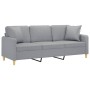 Sofá de 3 plazas con cojines tela gris claro 180 cm de , Sofás - Ref: Foro24-3200917, Precio: 323,18 €, Descuento: %
