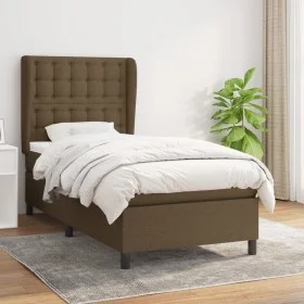 Box spring bed with dark brown fabric mattress 90x190 cm by , Beds and slatted bases - Ref: Foro24-3128248, Price: 346,10 €, ...