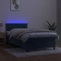 Box spring bed with mattress and LED dark blue velvet 90x200 cm by , Beds and slatted bases - Ref: Foro24-3134325, Price: 303...