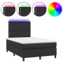 Box spring bed with mattress and LED black synthetic leather 120x200 cm by , Beds and slatted bases - Ref: Foro24-3135873, Pr...