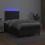 Box spring bed with mattress and LED black synthetic leather 120x200 cm by , Beds and slatted bases - Ref: Foro24-3135873, Pr...