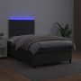 Cama box spring colchón y LED cuero sintético negro 120x200 cm