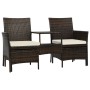 Garden sofa for 2 people with a table and black poly rattan stools by vidaXL, Outdoor sofas - Ref: Foro24-44451, Price: 225,5...