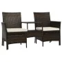 Garden sofa for 2 people with a table and black poly rattan stools by vidaXL, Outdoor sofas - Ref: Foro24-44451, Price: 219,4...