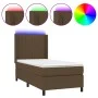 Cama box spring colchón y luces LED tela marrón oscuro 90x190cm de , Camas y somieres - Ref: Foro24-3138440, Precio: 331,59 €...