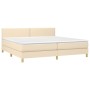 Box spring bed with mattress and LED cream fabric 200x200 cm by , Beds and slatted bases - Ref: Foro24-3133666, Price: 529,42...