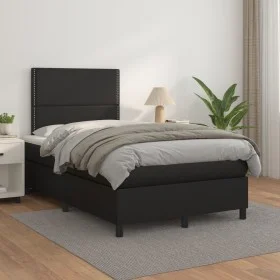 Box spring bed with black synthetic leather mattress 120x200 cm by , Beds and slatted bases - Ref: Foro24-3142773, Price: 384...