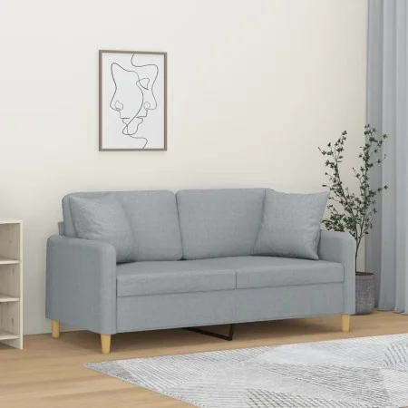 2-seater sofa with light gray fabric cushions 140 cm by , Sofas - Ref: Foro24-3200909, Price: 230,44 €, Discount: %