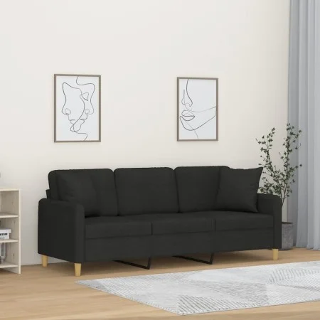 3-seater sofa with black fabric cushions 180 cm by , Sofas - Ref: Foro24-3200921, Price: 368,08 €, Discount: %