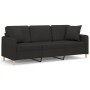 3-seater sofa with black fabric cushions 180 cm by , Sofas - Ref: Foro24-3200921, Price: 376,00 €, Discount: %
