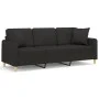 3-seater sofa with black fabric cushions 180 cm by , Sofas - Ref: Foro24-3200921, Price: 368,08 €, Discount: %