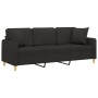 3-seater sofa with black fabric cushions 180 cm by , Sofas - Ref: Foro24-3200921, Price: 376,00 €, Discount: %