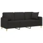 3-seater sofa with black fabric cushions 180 cm by , Sofas - Ref: Foro24-3200921, Price: 368,08 €, Discount: %