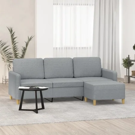 3-seater sofa with light gray fabric stool 180 cm by , Sofas - Ref: Foro24-3201192, Price: 313,49 €, Discount: %