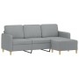 3-Sitzer-Sofa mit hellgrauem Stoffhocker 180 cm von , Sofas - Ref: Foro24-3201192, Preis: 363,15 €, Rabatt: %