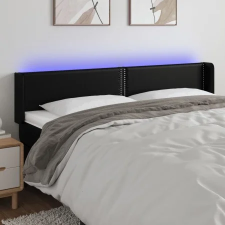 Kopfteil mit LED, schwarzem Kunstleder, 203 x 16 x 78/88 cm von , Kopf- und Fußteile - Ref: Foro24-3123204, Preis: 65,12 €, R...