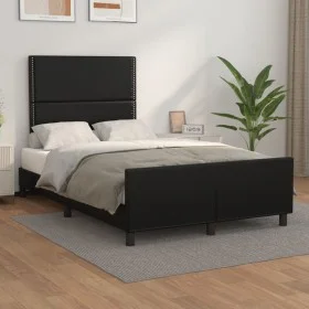Bed frame with headboard black synthetic leather 120x200cm by , Beds and slatted bases - Ref: Foro24-3125500, Price: 167,42 €...
