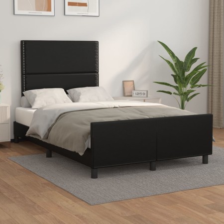 Bettgestell mit Kopfteil aus schwarzem Kunstleder 120x200cm von , Betten und Lattenroste - Ref: Foro24-3125500, Preis: 170,51...