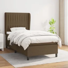 Box spring bed with dark brown fabric mattress 90x190 cm by , Beds and slatted bases - Ref: Foro24-3128088, Price: 331,09 €, ...