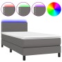 Box spring bed and LED mattress gray synthetic leather 80x200 cm by , Beds and slatted bases - Ref: Foro24-3134133, Price: 27...