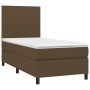 Boxspringbett-Matratze und LED-Leuchten aus dunkelbraunem Stoff, 90 x 190 cm von , Betten und Lattenroste - Ref: Foro24-31346...