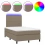 Box spring bed with mattress and LED taupe gray fabric 120x200 cm by , Beds and slatted bases - Ref: Foro24-3134785, Price: 3...