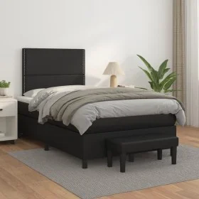 Box spring bed with black synthetic leather mattress 120x200 cm by , Beds and slatted bases - Ref: Foro24-3137593, Price: 419...