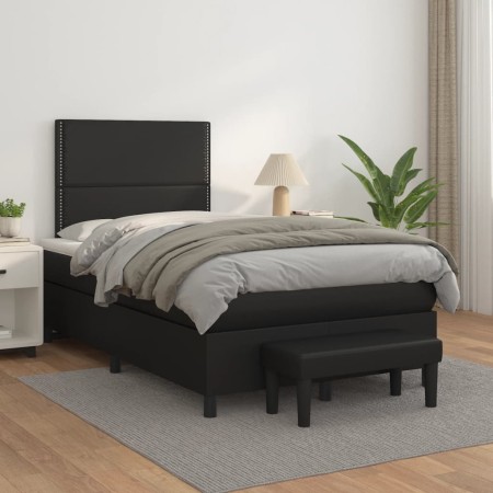 Box spring bed with black synthetic leather mattress 120x200 cm by , Beds and slatted bases - Ref: Foro24-3137593, Price: 432...