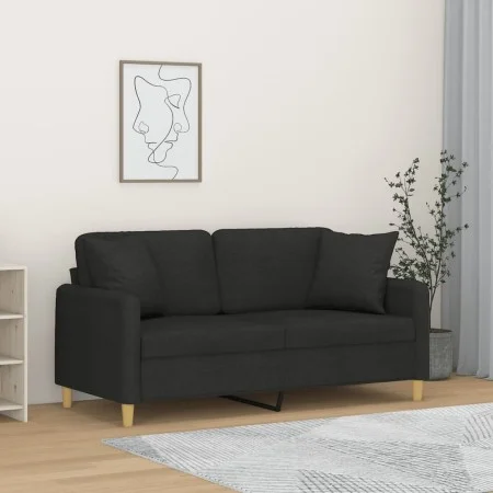 2-seater sofa with black fabric cushions 140 cm by , Sofas - Ref: Foro24-3200913, Price: 224,62 €, Discount: %