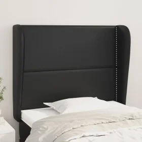 Headboard with black synthetic leather ears 103x23x118/128cm by , Headboards and footboards - Ref: Foro24-3117900, Price: 66,...