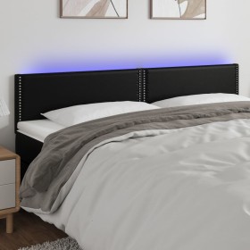 Kopfteil mit LED aus schwarzem Kunstleder 200x5x78/88 cm von , Kopf- und Fußteile - Ref: Foro24-3121580, Preis: 57,29 €, Raba...