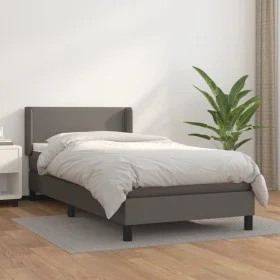 Box spring bed with gray synthetic leather mattress 80x200 cm by , Beds and slatted bases - Ref: Foro24-3130689, Price: 287,9...