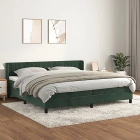 Box spring bed with dark green velvet mattress 200x200 cm by , Beds and slatted bases - Ref: Foro24-3131102, Price: 624,43 €,...