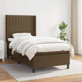 Box spring bed with dark brown fabric mattress 90x190 cm by , Beds and slatted bases - Ref: Foro24-3131556, Price: 325,31 €, ...