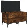 Engineered wood bench with storage smoked oak 82x42x45cm by , Benches for halls and storage - Ref: Foro24-835144, Price: 74,6...
