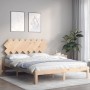 Bed frame with solid wood headboard 140x190 cm by , Beds and slatted bases - Ref: Foro24-3193706, Price: 127,34 €, Discount: %