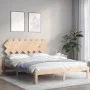 Estructura de cama con cabecero madera maciza 140x190 cm de , Camas y somieres - Ref: Foro24-3193706, Precio: 122,22 €, Descu...