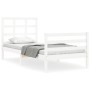 Estructura de cama individual con cabecero madera maciza blanco de , Camas y somieres - Ref: Foro24-3193947, Precio: 105,73 €...