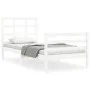 Estructura de cama individual con cabecero madera maciza blanco de , Camas y somieres - Ref: Foro24-3193947, Precio: 110,86 €...