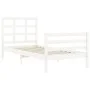 Estructura de cama individual con cabecero madera maciza blanco de , Camas y somieres - Ref: Foro24-3193947, Precio: 110,86 €...