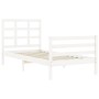 Single bed frame with white solid wood headboard by , Beds and slatted bases - Ref: Foro24-3193947, Price: 112,53 €, Discount: %