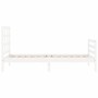 Single bed frame with white solid wood headboard by , Beds and slatted bases - Ref: Foro24-3193947, Price: 112,53 €, Discount: %
