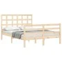 Bed frame with solid wood headboard 140x190 cm by , Beds and slatted bases - Ref: Foro24-3193966, Price: 119,51 €, Discount: %