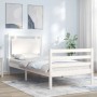 Estructura de cama individual con cabecero madera maciza blanco de , Camas y somieres - Ref: Foro24-3194012, Precio: 121,08 €...