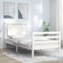 Estructura de cama individual con cabecero madera maciza blanco de , Camas y somieres - Ref: Foro24-3194012, Precio: 127,44 €...