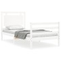Estructura de cama individual con cabecero madera maciza blanco de , Camas y somieres - Ref: Foro24-3194012, Precio: 121,08 €...