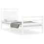 Estructura de cama individual con cabecero madera maciza blanco de , Camas y somieres - Ref: Foro24-3194012, Precio: 127,44 €...