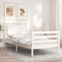 Estructura de cama individual con cabecero madera maciza blanco de , Camas y somieres - Ref: Foro24-3194012, Precio: 121,08 €...