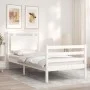Estructura de cama individual con cabecero madera maciza blanco de , Camas y somieres - Ref: Foro24-3194012, Precio: 127,44 €...